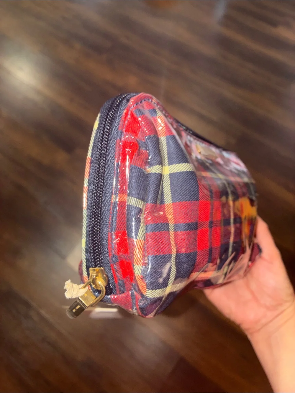 NEW KESTREL TARTAN HOLIDAY Plaid Zip Cosmetic MAKEUP Bag Red